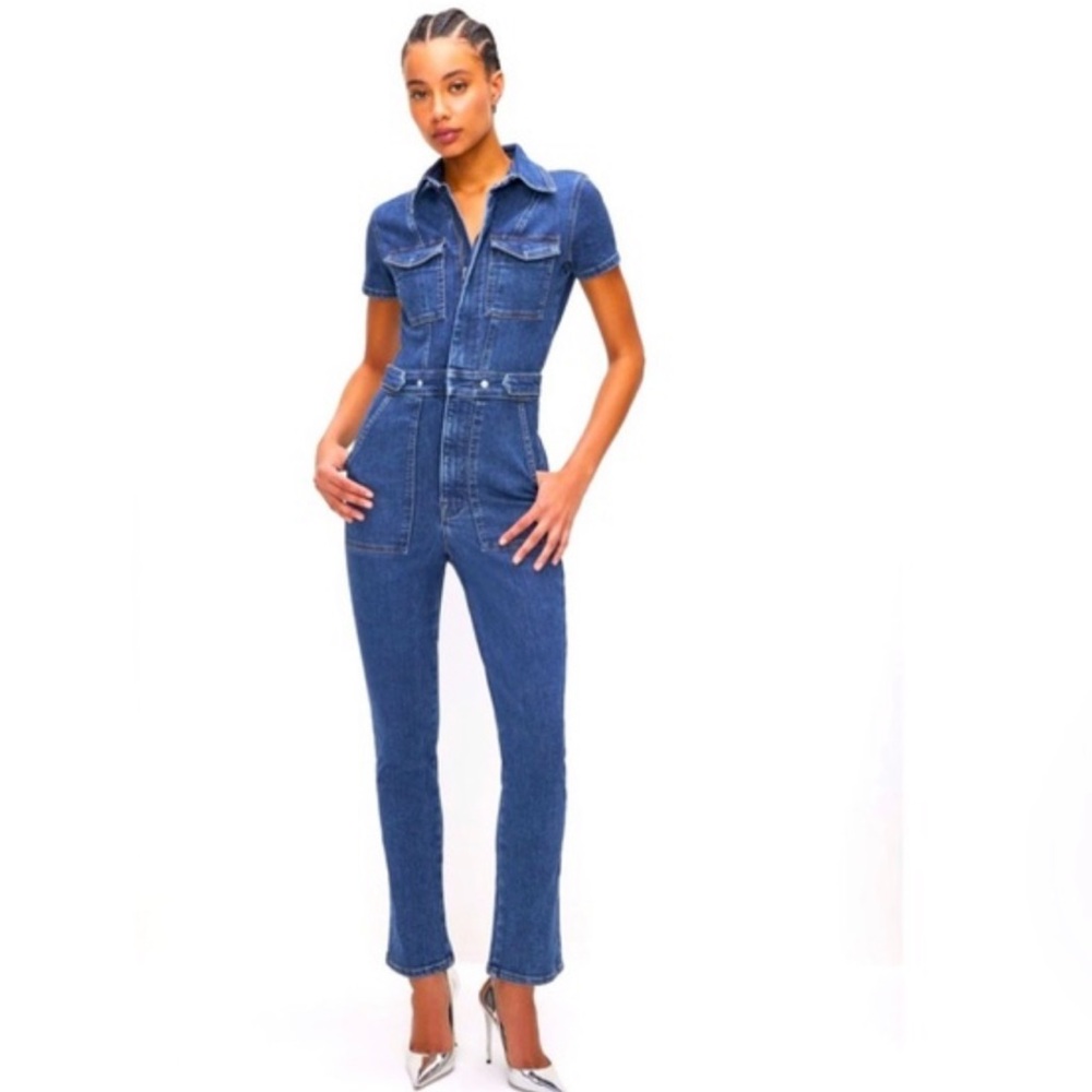 NWT Good American Fit For Success Jumpsuit Indigo 599 Size 1 / S